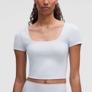 Lululemon Align Light Ocean Air Blue Crop Short Sleeve Tee Top